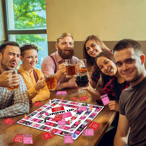 Drinking Board Games for Adults Waterproof Rubber Mat Drink Up Board Games Adult Tipsy Funny Party Interactive Drinking Games Ideal for Game Night Birthday Party Play, Age 21+, 2-8 Players