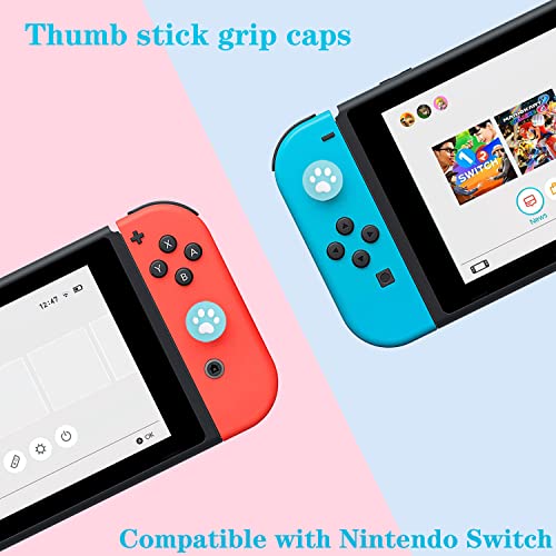OLDZHU Blue Dockable Protective Case Cover Compatible with Nintendo Switch Joy-Con Controllers,with Glass Screen Protector and 4 Thumb Grips,Shock-Absorption and Anti-Scratch - color: Blue