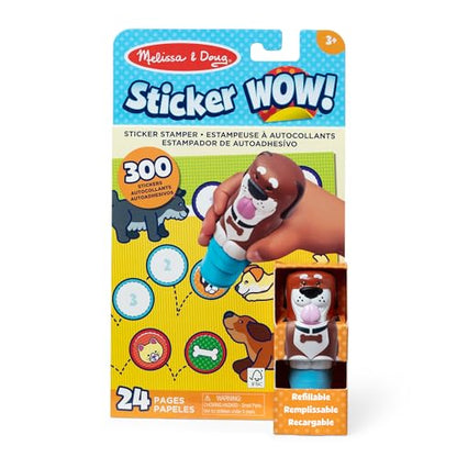 Melissa & Doug Sticker Wow! Dog Stamper and Activity Pad | 300 Surprise Stickers, Dog Stamper Toy, 24-Page Pad, Mess-Free Travel Toys, Arts & Crafts, Preschool Toys for Kids, Ages 3+ - color: Dog, size: Single