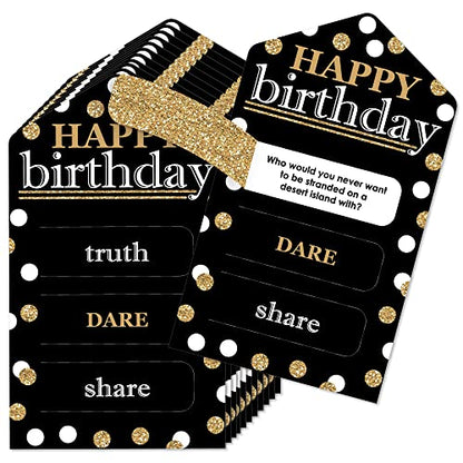 Big Dot of Happiness Adult Happy Birthday - Gold - Birthday Party Game Pickle Cards - Truth, Dare, Share Pull Tabs - Set of 12