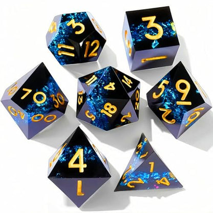 Dungeons and Dragons dice Set DND, polyhedral D&D Resin dice Set, Suitable for Role-Playing dice Game RPG Pathfinder DND dice Set - color: Ls-fine Sand Black Orchid