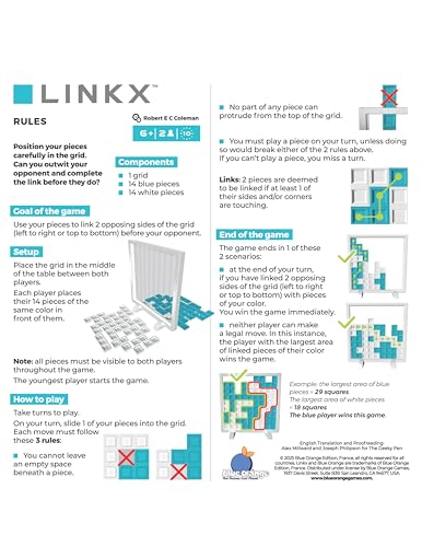 Abstract Strategy Board Game for Kids, Teens and Family, Party Tabletop Game for Game Night, Strategic 2 Players Ages 6 to Adults, Linkx by Blue Orange Games