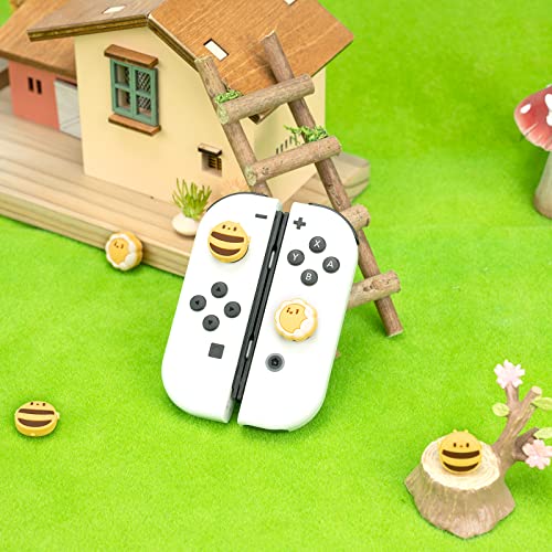 GeekShare Cute Silicone Joy Con Thumb Grip Caps, Joystick Cover Compatible with Switch/OLED/Switch Lite,4PCS - Sunflower & Bee - color: Yellow, Black