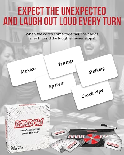 Random Word Board Games for Adults – Fun Family Spinner Party Group Game | Spin, Funny Challenges & Laugh, Creative Wordplay Cards, 2-8 Players, Sharp Thinking, Humor & Strategy for Friends Game Night