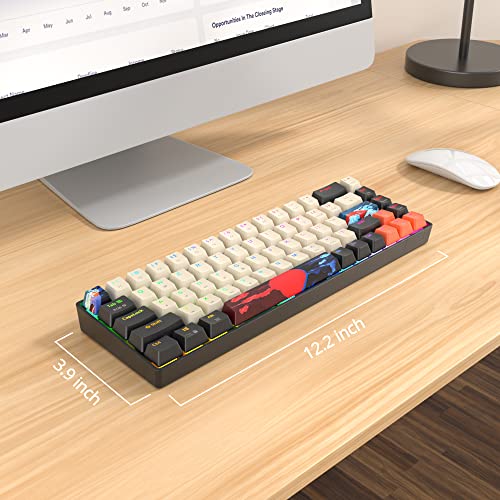 Fogruaden RGB Wired 60% Percent Keyboard Mechanical, 68 Keys Gaming Keyboard 60 Percent with Red Switch, Small Compact Mechanical Keyboard for Win/Mac Laptop PC Gamer (Carbon/68) - color: Red Switch/68Carbon