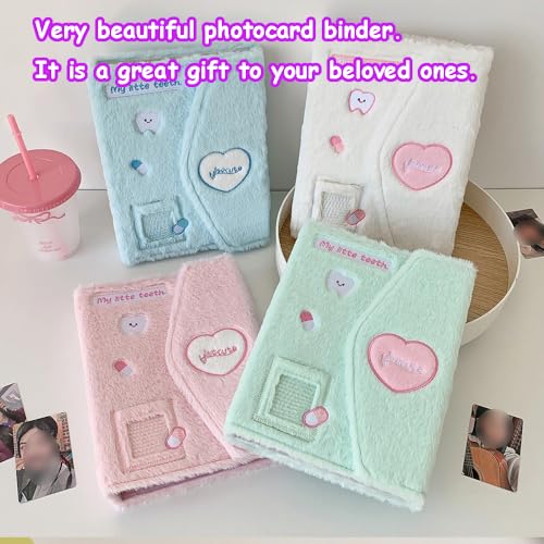 Kpop Photocard Binder with 6 Stickers Sheet & 50 Shinning Protective Sleeves Kpop Photocard Holder Book with Kpop Photocard, A5 Binder Photocard Album 30 Inner Pages with 240 Pockets (Skyblueplush) - color: Skyblueplush