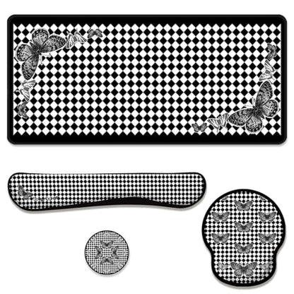 Gothic Butterfly Desk Mat Set Harlequin Black White Large Mouse Pad with Wrist 4in1 Desk Mat for Desktop Ergonomic Keyboard Wrist Support Anti-Slip Computer Ergonomic Mouse Pad Home Office Gaming - color: Gothic Butterfly