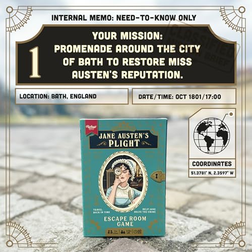Ridley's Timescape: Jane Austen- Escape Room Game - Travel Back in Time to Help Jane Solve the Crime -Re-Playable and Re-Giftable - Date Night Favorite - 1+ Players for Ages 12+ and 90 Minute Playtime - style: Jane Austen