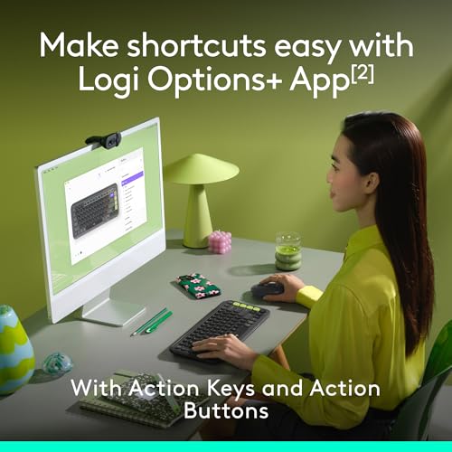 Logitech POP ICON Combo, Wireless Bluetooth Keyboard and Mouse, Comfortable Typing, programmable Keys and Buttons, Quiet clicks, Easy-Switch up to 3 Devices - Graphite and Lime - color: Graphite Lime, style: Combo