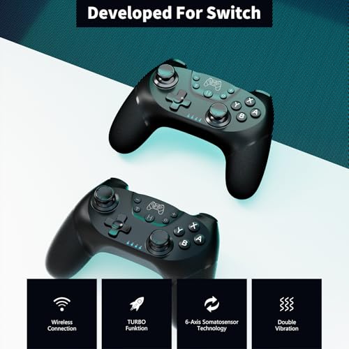 AceGamer 2 pack Wireless Controller for Nintendo Switch/Lite/OLED/Switch 2, Dual Vibration/Turbo/Ergonomic ! (Black*2) - color: Black*2