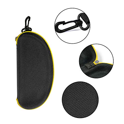 3 Pack Zipper Shell Eyeglasses and Sunglasses Case with Plastic Carabiner Hook - color: Yellow