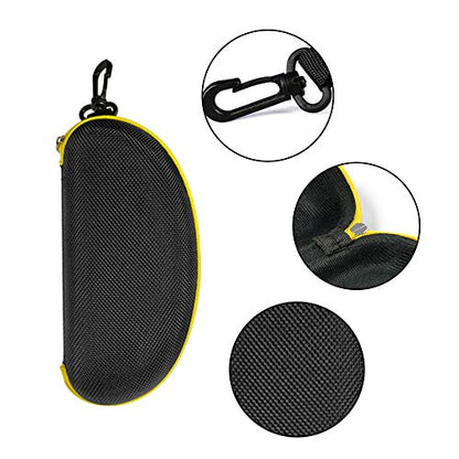 3 Pack Zipper Shell Eyeglasses and Sunglasses Case with Plastic Carabiner Hook - color: Yellow