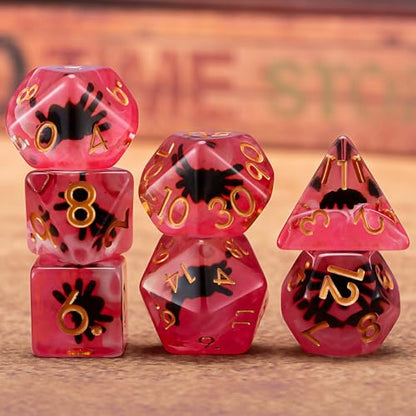 DND Spider Dice Set, Resin Cute Polyhedral Dice for Dungeons and Dragons, RPG, MTG D&D 7-DIE (D4, D6, D8, D10, D12, D20, D%) - color: Spider
