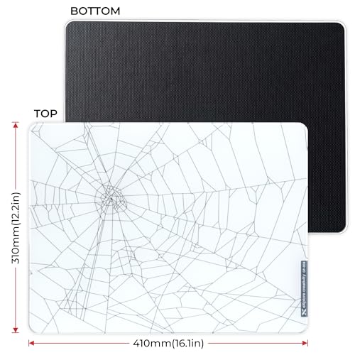 XVX White Spider Webs Glass Gaming Mousepad 4.0,Hard Mousepad for Gaming,Ultra-Smooth Micro-Etched Surface Mouse Mat with Non-Slip Rubber Base(410mm*310mm) - color: White(Spider Webs)