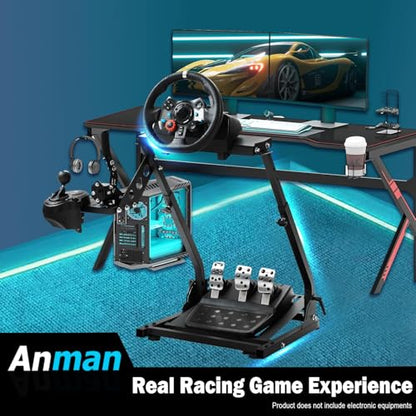 Anman Racing Steering Wheel Cockpit Pro Gear Shifter Mount Fit for Logitech G27 G29,for Fanatec,for Thrustmaster T150 T150,Adjustable Height & Angle,Racing Simulator Cockpit Foldable,No Pedal and stee