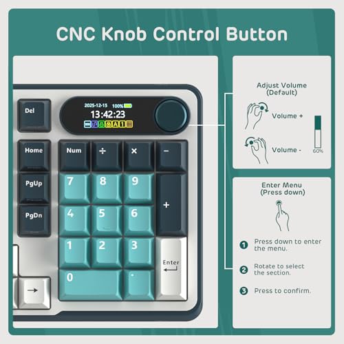 RK ROYAL KLUDGE S98 Wireless Mechanical Keyboard w/Smart Display & Knob | 96% RGB Wireless Gaming Keyboard BT/2.4G/USB-C, Hot Swappable Custom Keyboards, Creamy Sound Silent Computer Keyboard - color: Turquoise Green, size: Linear Silent Switch
