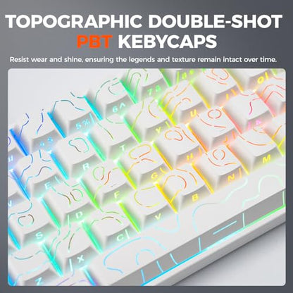 DAREU COOL60 60% Hall Effect Gaming Keyboard with Magnetic Switch, SOCD, 0.01mm Actuation Adjustable Rapid Trigger,8000 Hz Polling, Topographic PBT Keycaps, Hot-swap, RGB Backlit - color: White