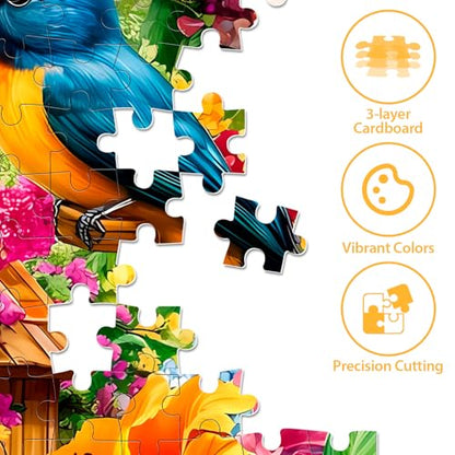 300 Piece Jigsaw Puzzle for Adults, Birds Flower Puzzles 300 Pieces for Adults Fit Together Perfectly, Challenging Puzzle for Friends Family Activity Game Nights- Finished Size 20.5×15 - style: Birds