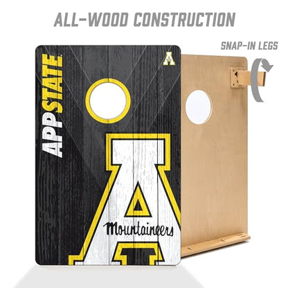 YouTheFan NCAA 2’ x 3’ Wood Cornhole Game with Logo Bags - color: Appalachian State Mountaineers