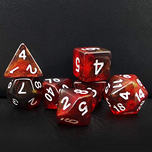 Bescon New Moonstone Dice Maroon, Polyhedral Dice Set of 7 - color: Maroon