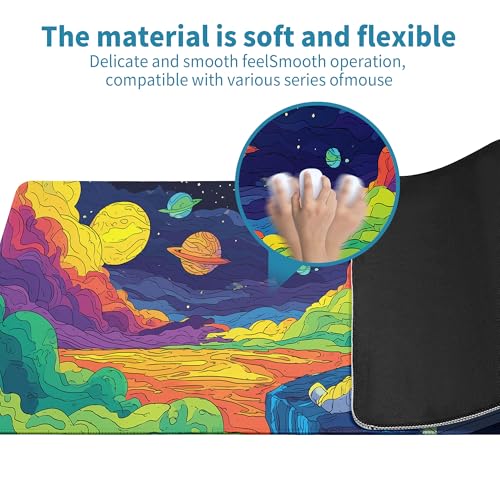 Astronaut Gaming Mouse Pad Abstract Sky Mouse Pad 31.5x11.8 Inch Eat Pizza Texture Non-Slip Rubber Base Large Mousepad Stitched Edges Keyboard Mouse Mat Desk Pad for Office and Home - color: Astronaut