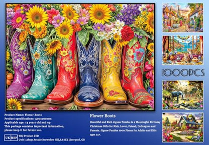 Jigsaw Puzzles for Adults 1000 Piece Puzzle for Adults 1000 Pieces Puzzle 1000 Pieces-Flower Boots - color: Flower Boots