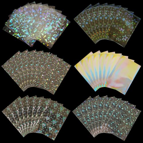 HFATMOS 300 Pcs Photocard Sleeves Laser Flashing Holographic Card Protector | Dustproof Card Sleeves for Mini Photos Credit Name Trading Cards Album Photo Cards, Multicolor Pattern - color: Multicolor Pattern
