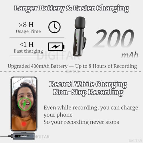 Wireless Lavalier Microphone for PC/iPhone/Android/iPad, Clip-on Mics for Audio Video Recording, Bluetooth USB Lavalier Lapel Microphones for YouTube TikTok Vlogging Singing Content Creator