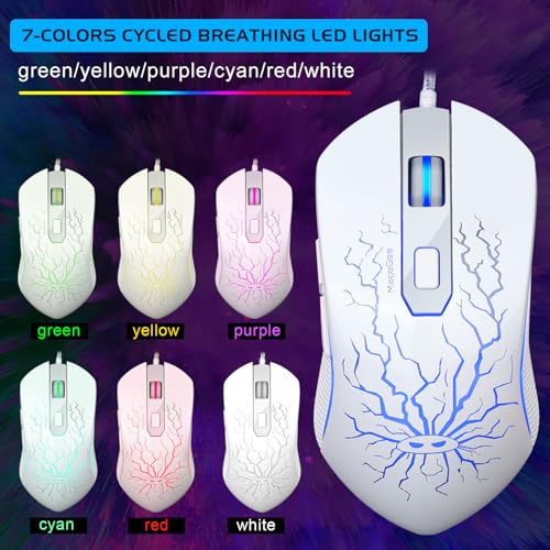Gaming Keyboard and Mouse Combo, K1 RGB LED Backlit Keyboard with 104 Key for PC/Laptop(White) - color: K1 white