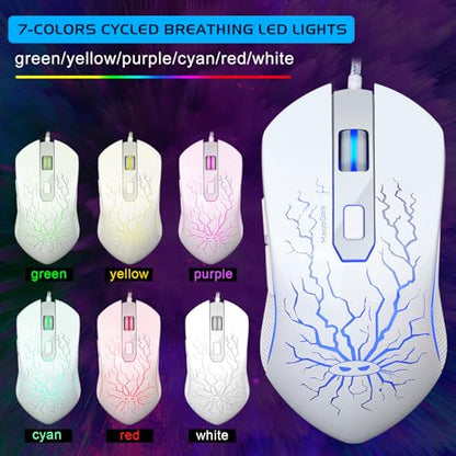 Gaming Keyboard and Mouse Combo, K1 RGB LED Backlit Keyboard with 104 Key for PC/Laptop(White) - color: K1 white