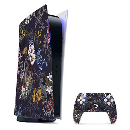 MightySkins Gaming Skin for PS5 / PlayStation 5 Digital Edition Bundle - Midnight Blossom | Protective Viny wrap | Easy to Apply and Change Styles | Made in The USA - color: Midnight Blossom, size: PS5 Digital Edition Bundle