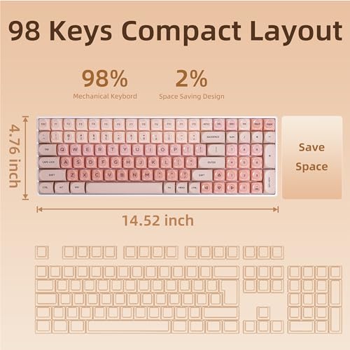 ZORNHER ZH100 Foundation Mechanical Keyboard,98% Pink Creamy Keyboard with Number Pad,Full Size Gaming Keyboard Cute,Jelly MOA Profile Round Keycaps,Creamy Sounding Linear Switches,PC Gaming - color: Foundation, size: Creamy Switch