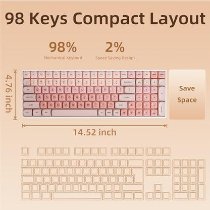 ZORNHER ZH100 Foundation Mechanical Keyboard,98% Pink Creamy Keyboard with Number Pad,Full Size Gaming Keyboard Cute,Jelly MOA Profile Round Keycaps,Creamy Sounding Linear Switches,PC Gaming - color: Foundation, size: Creamy Switch