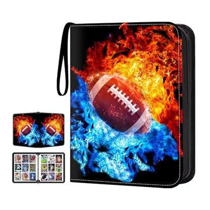 Football Card Binder with Sleeves,9-Pocket Trading Card Holder Card Collectors Album Hold Up to 900 Cards,Card Folder for Football Baseball Basketball Sport Trading Cards, TCG, MTG, PTG Games - color: Football-900