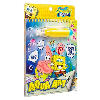 Spongebob Aqua Art, Mess-Free Water Reveal Coloring Book with Pen, No Mess Travel Activity Pad for Kids & Toddlers, Reusable Water Art Set, Preschool On-The-Go Toy, Mess Free Coloring for Toddlers - style: SpongeBob