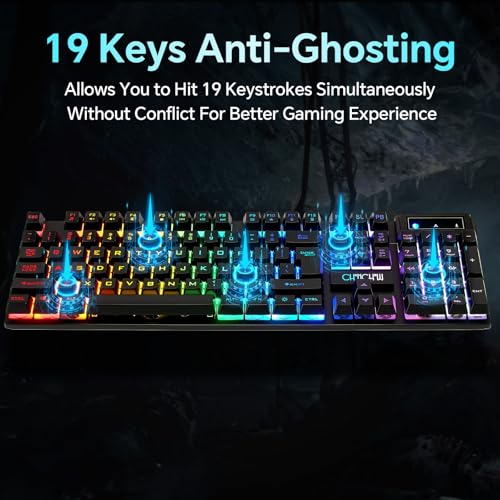 CHONCHOW Gaming Keyboard and Mouse Combo, Wired RGB Backlit for PC Gamer | Mechanical Feel, Anti-ghosting, USB Light Up Keyboard 3200DPI Gaming Mouse, LED Gaming Set for Laptop PS4 Xbox Mac Game Work