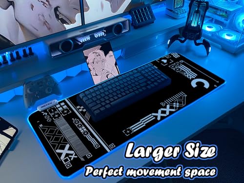 JMIYAV White Gaming Mouse Pad RGB Mousepad Non-Slip Rubber Base Extra Large Cool XL XXL Computer Desk Pad Gaming Accessories LED Light Up Extended Big Mouse Pad for Gamer Stealth HUD - color: Stealth HUD