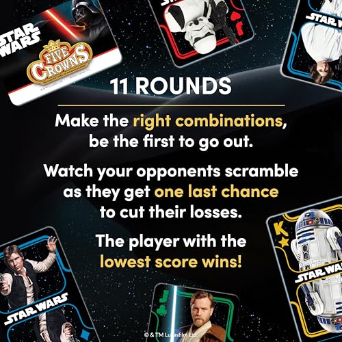 Five Crowns Star Wars Rummy Style Card Game for Kids, Family Game Night | Family Game Night, Travel Games, Screen-Free, Holiday Game, Playing Cards, Star Wars Toys - style: Five Crowns Star Wars