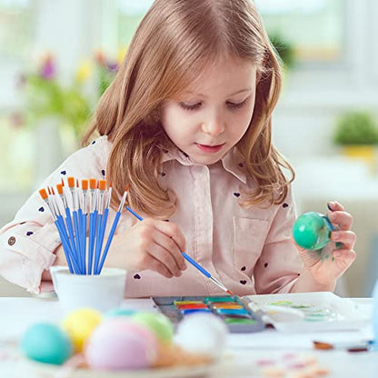 UPINS 30 Pcs Paint Brushes, Small Brush Bulk for Detail Painting | Nylon Bristles Plastic Short Handle, Art Crafts School Projects, Flat Detail Painting, Crafts Face Painting - style: Mix(15Flat +15Round)