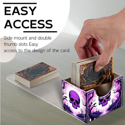 Trading Card Storage Box, Premium PU Leather with Magnetic Closure, Holds 100+ for MTG Cards, Purple Skull Realm Durable Deck Box for Magic the Gathering, Trading Card Games - color: Purple Skull Realm