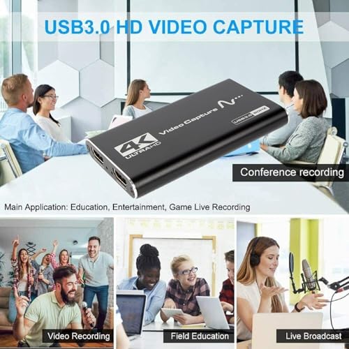 4K Audio Video Capture Device, HDMI to USB 3.0 4K Video Capture Card Game Capture Card USB 3.0,for Living Streaming Broadcasting