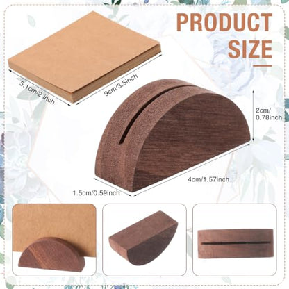 Colingmill 24 Pcs Wooden Table Number Stands with Tented Cards,Brown | Wedding Table Name Holder Semicircular Design Place Card Holders for Retail Shop Wedding Party Events - color: Brown