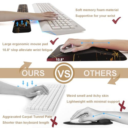Ospelelf Black Keyboard Wrist Rest Ergonomic Mouse Pad with Wrist Rest, Wrist Rest for Computer Keyboard, - color: Black Marble