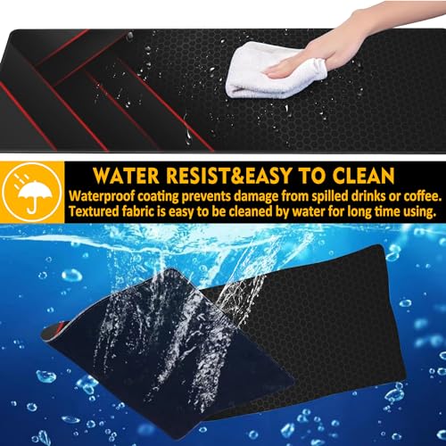 Gaming Desk Pad, Black Red Honeycomb Technology, 31.5"X15.7" Extended Mat with Stitched Edge Non-Slip Base for Office, Keyboard, Laptop - color: Cellular Technology