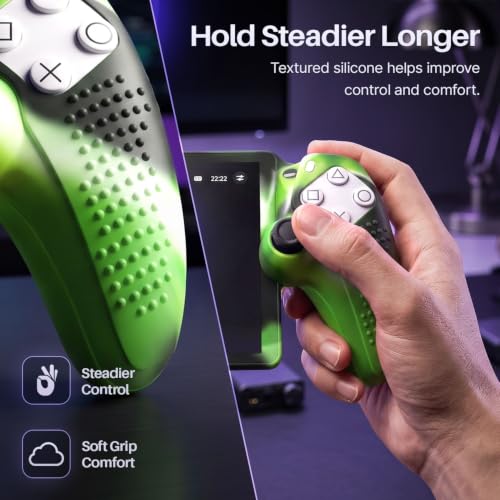 TNP Camouflage Green Silicone Case Cover Compatible with PlayStation Portal | Protective soft-grip shell for steadier handheld play; 1 flexible cover only, console and thumb grips not included - color: Camouflage Green