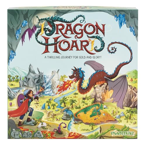 Dragon Hoard Board Game, Fantasy Adventure for Kids and Family, Fight Dragons to Win Gold, Fun and Easy Strategy, Semi-cooperative gameplay, Ideal for Family Game Nights, Ages 8+, 30 mins, 2-5 Players