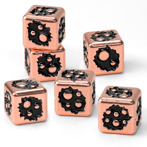 ZHOORQI Metal D6 Dice Set, 6 Sided Dice for DND RPG（Copper Black） | Poison Bubble Design Six Sided Dice, Heavy & Balanced for Precise Rolling, Great RPG Gifts for DM Players - color: D6-copper