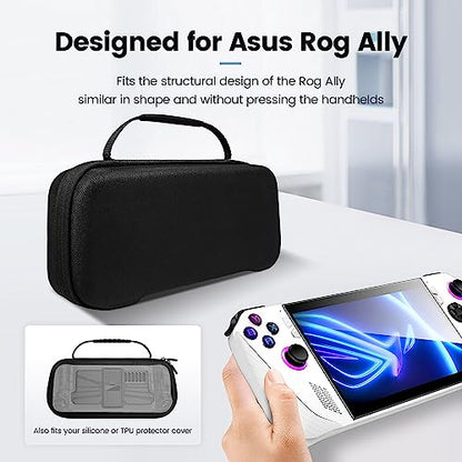OPTOSLON Compact ROG Ally Carrying Case Compitable with ASUS ROG Ally X/ROG Ally Gaming Handheld and accessories, Hard Case for Travel and Storage[Black]