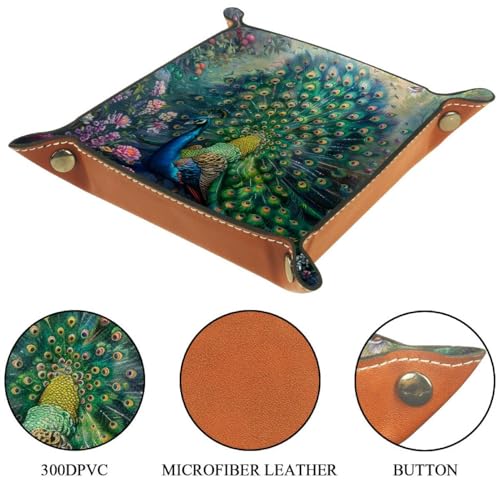 Peacock Floral Dice Tray Dice Rolling Tray Folding Dice Holder for Dice Games, Like RPG, DND and Other Table Games - color: Multi 7