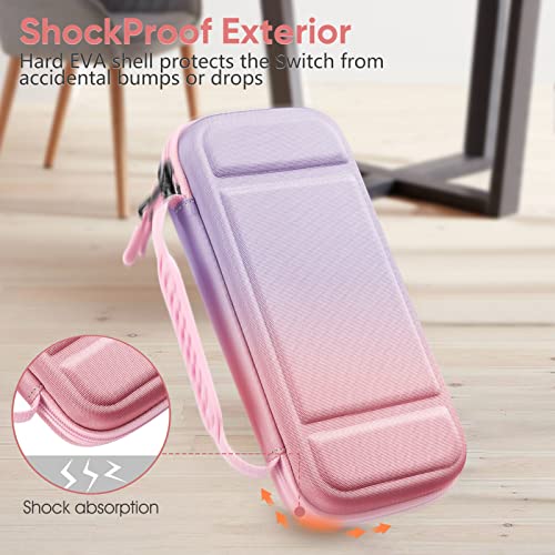 FINTIE Shockproof Carrying Case for Nintendo Switch Lite 2019 | Hard Shell Protective Cover, Portable Travel Storage Bag, Game Card / Micro SD Card Slots, Inner Pocket, Fantasy Ombre - color: fantasy ombre